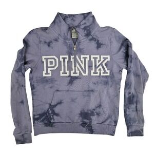 Victoria's Secret PINK Tie Dye Quarter Zip Sweatshirt Purple Grey‎ XS